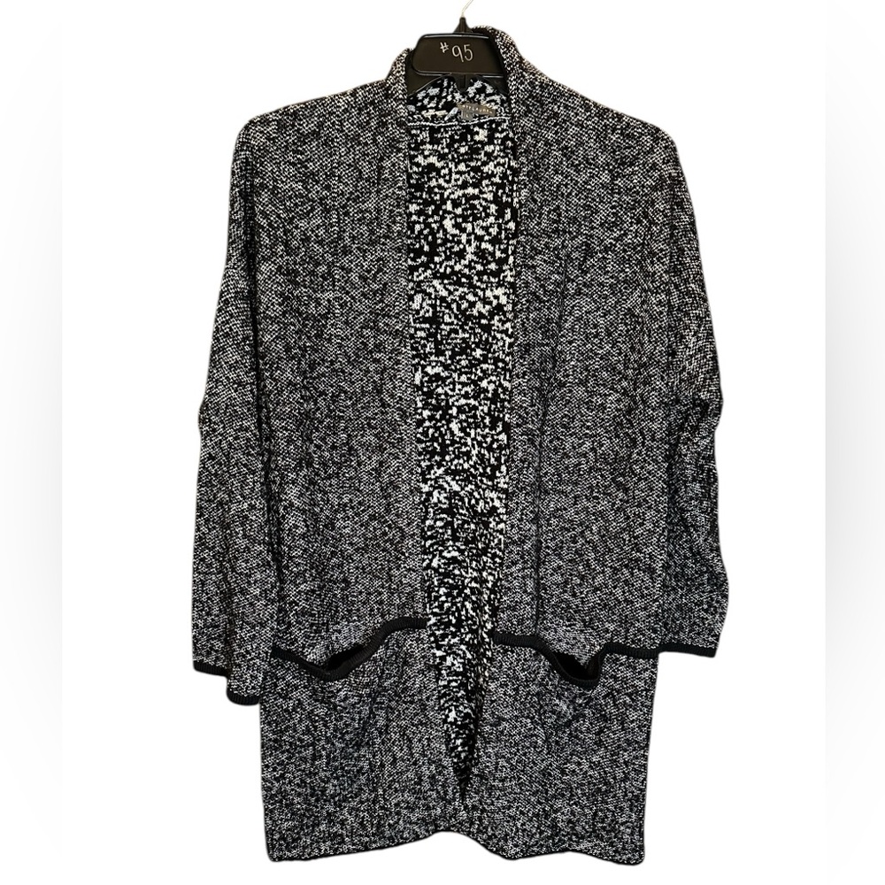Elliott Lauren black white cotton cardigan with pockets size large